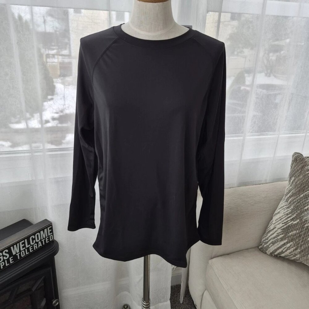 Kanu Surf Men's L Long Sleeve Swim Shirt Rash Guard, UPF 50+ black